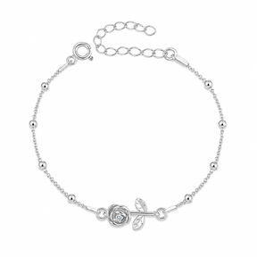 Brățară cu biluțe Bloom d’Or din argint 925, decorată cu floare delicată și zirconiu strălucitor. Bijuterie feminină și elegantă semnată MAISON Stéphanie, perfectă pentru cadouri speciale.