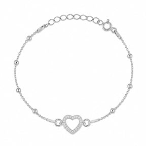 Brățară cu biluțe Bijou d’Amour din argint 925, decorată cu inimă și zirconii strălucitoare. Bijuterie delicată și romantică semnată MAISON Stéphanie