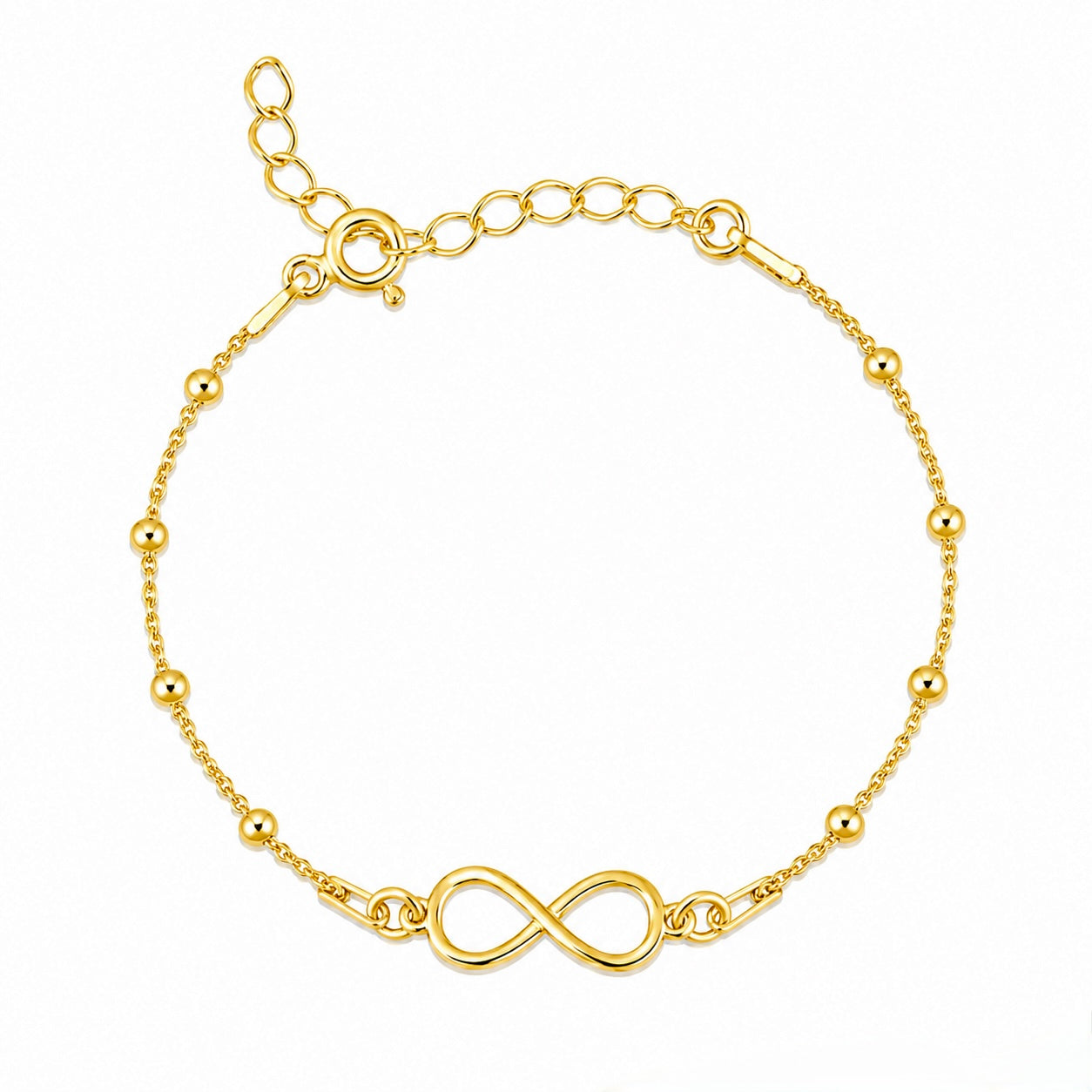 Brățară cu biluțe Infinity din argint 925 placat cu aur 18K, cu simbol infinit delicat și design elegant. Bijuterie feminină semnată MAISON Stéphanie