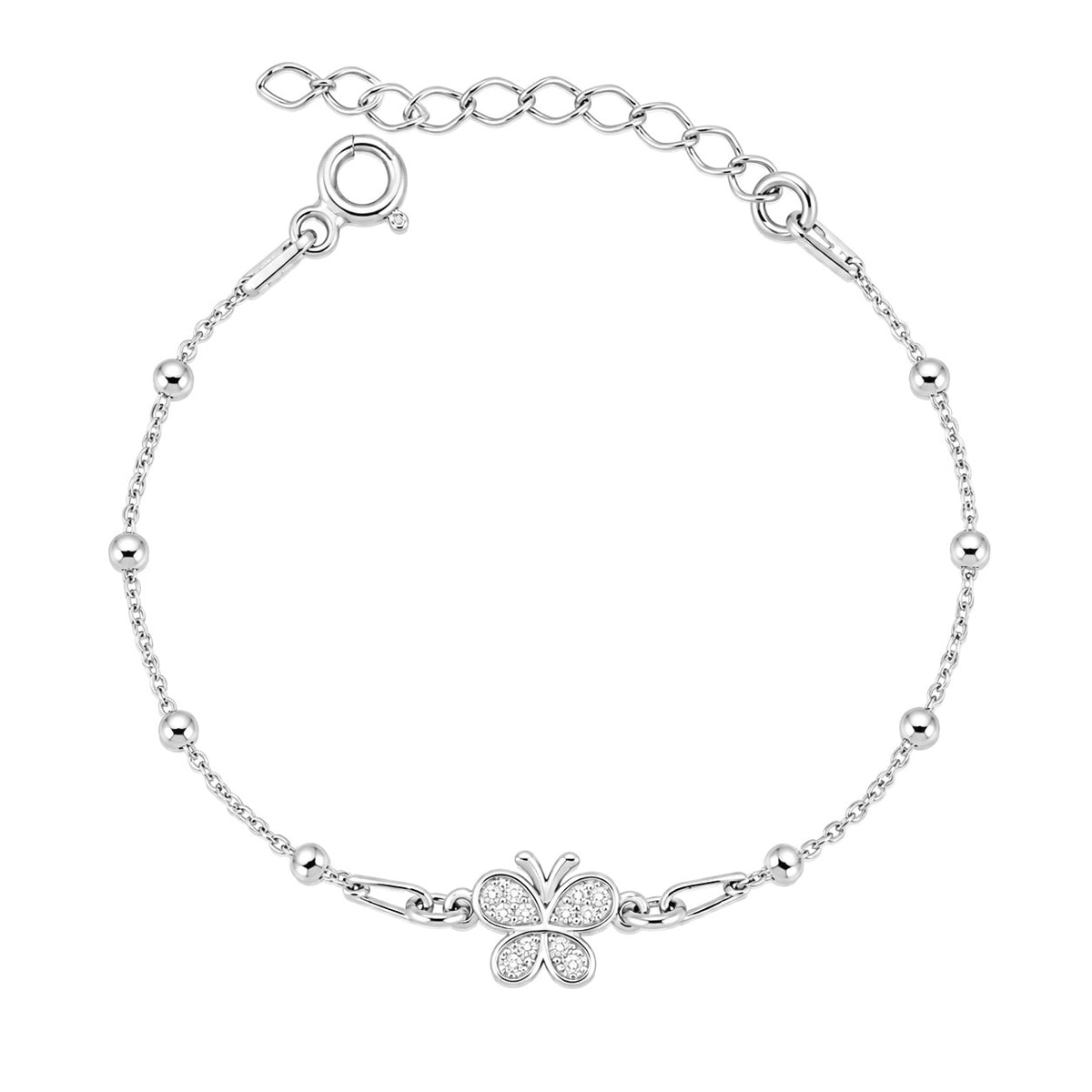 Brățară cu biluțe Petit Papillon din argint 925, decorată cu fluture și zirconii strălucitoare. Bijuterie delicată și feminină semnată MAISON Stéphanie.