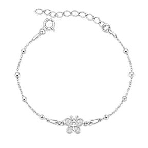 Brățară cu biluțe Petit Papillon din argint 925, decorată cu fluture și zirconii strălucitoare. Bijuterie delicată și feminină semnată MAISON Stéphanie.