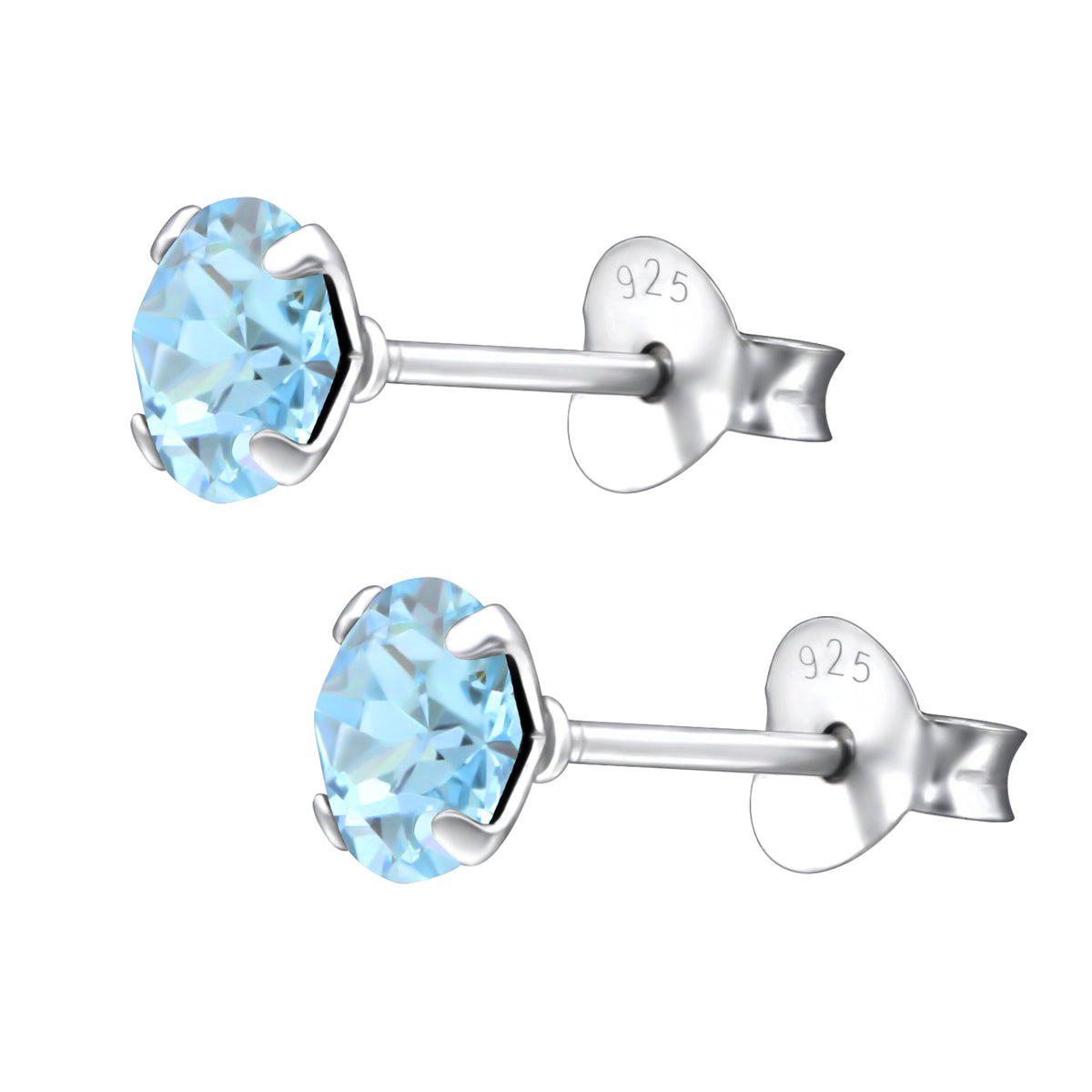 Blue crystal silver earrings