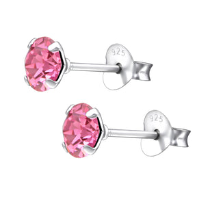 Pink Crystal silver earrings