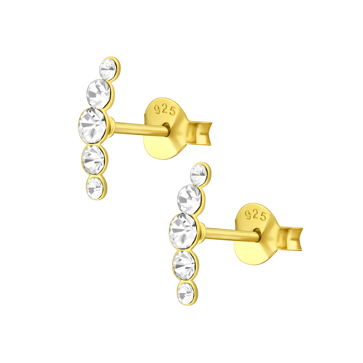 Diamond Romance silver earrings, gold plated
