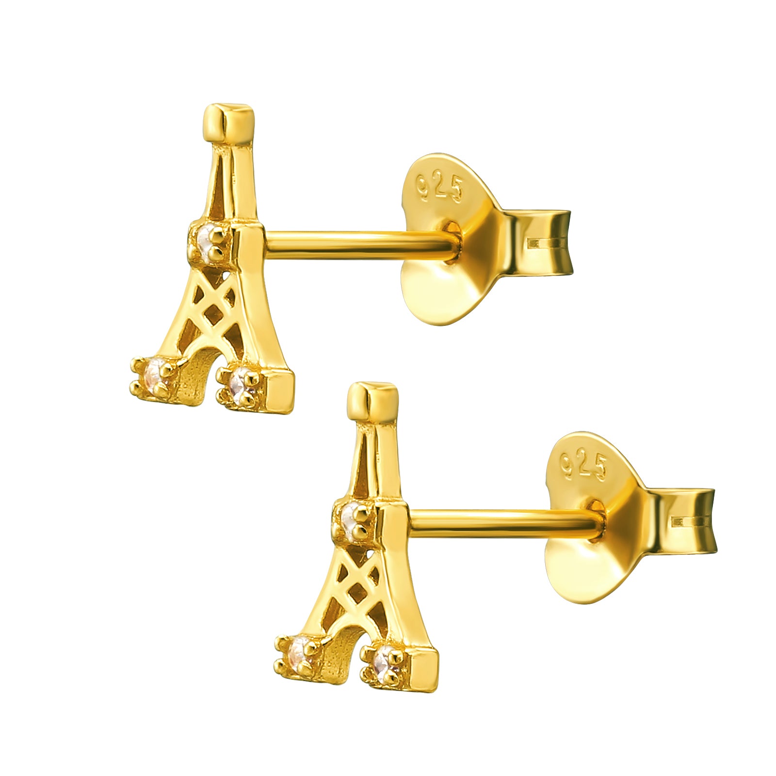 Cercei din argint 925 placat cu aur 18K, inspirați de eleganța Parisului – bijuterie rafinată Maison La Stéphanie, cadoul ideal pentru iubită sau soție.