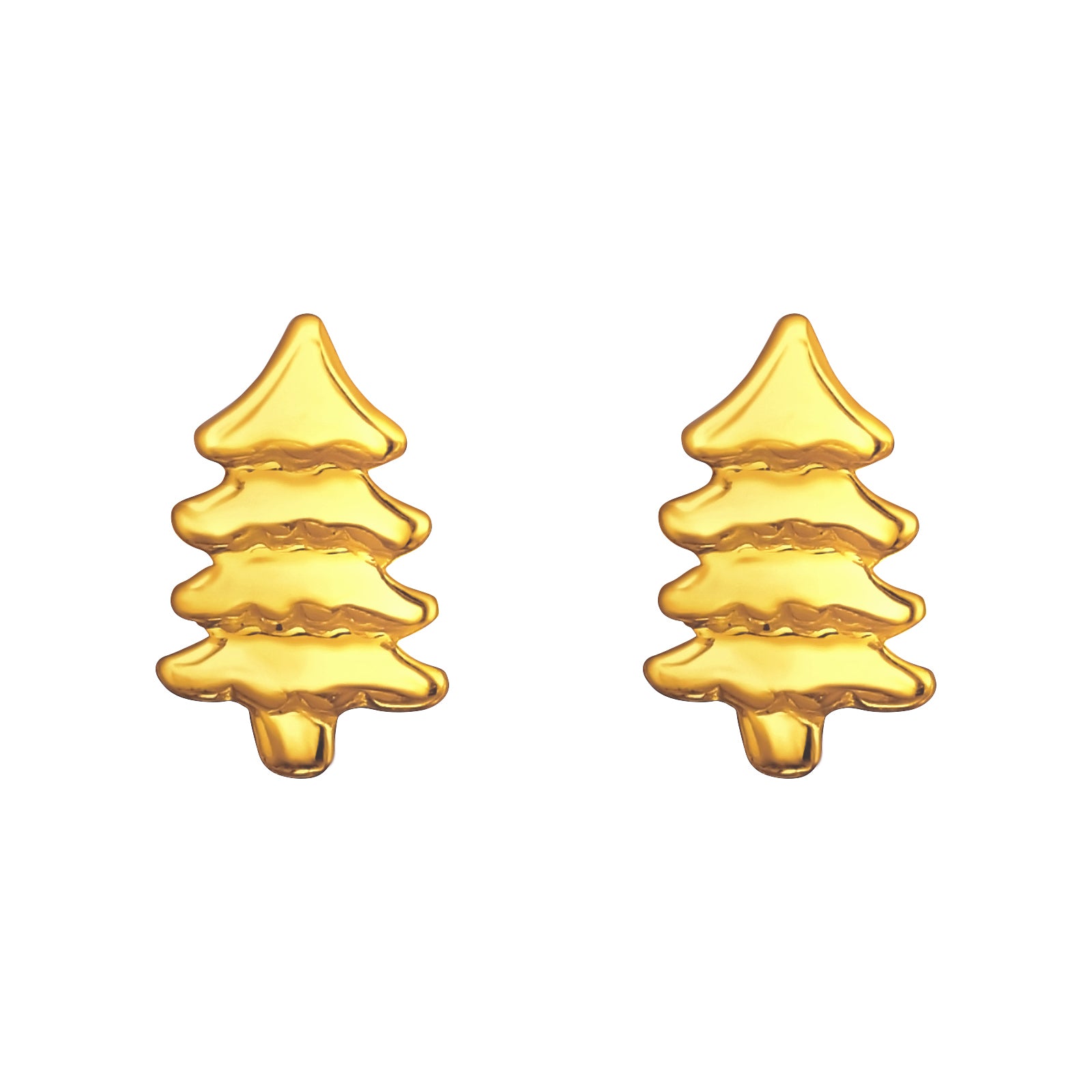 Christmas Tree silver Earrings, gold plated