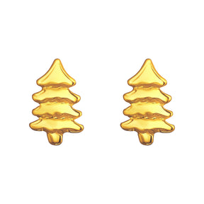 Christmas Tree silver Earrings, gold plated