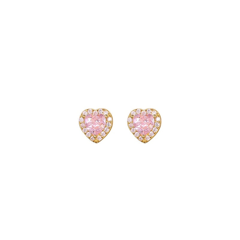 Baby Love Pink gold plated silver earrings