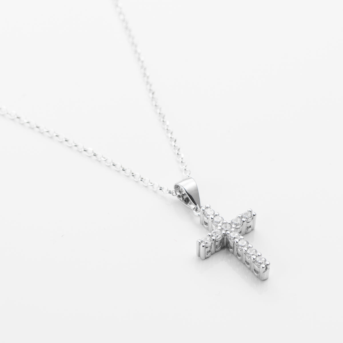 Silver small cross pendant necklace