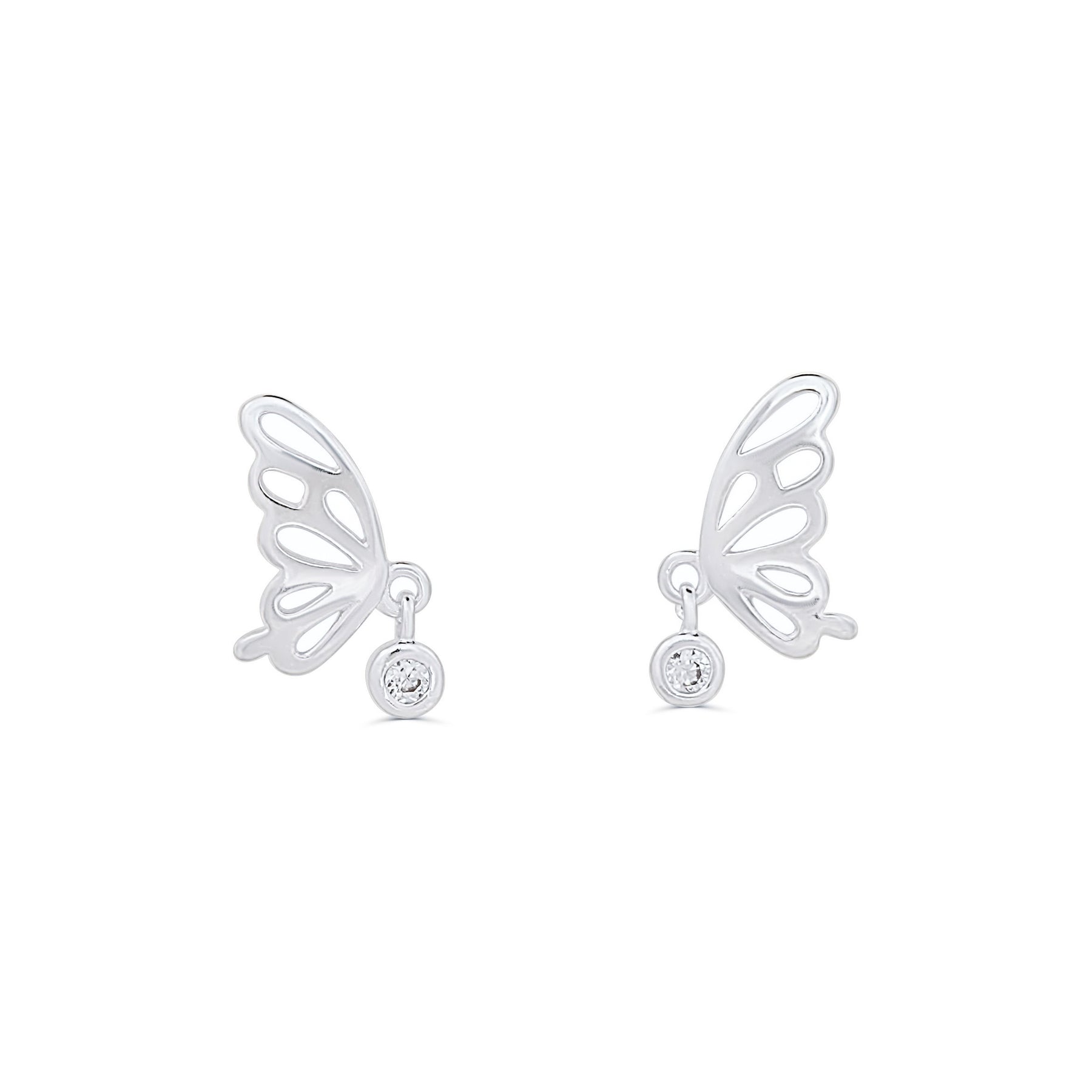 Crystal Butterfly Wings Silver Earrings