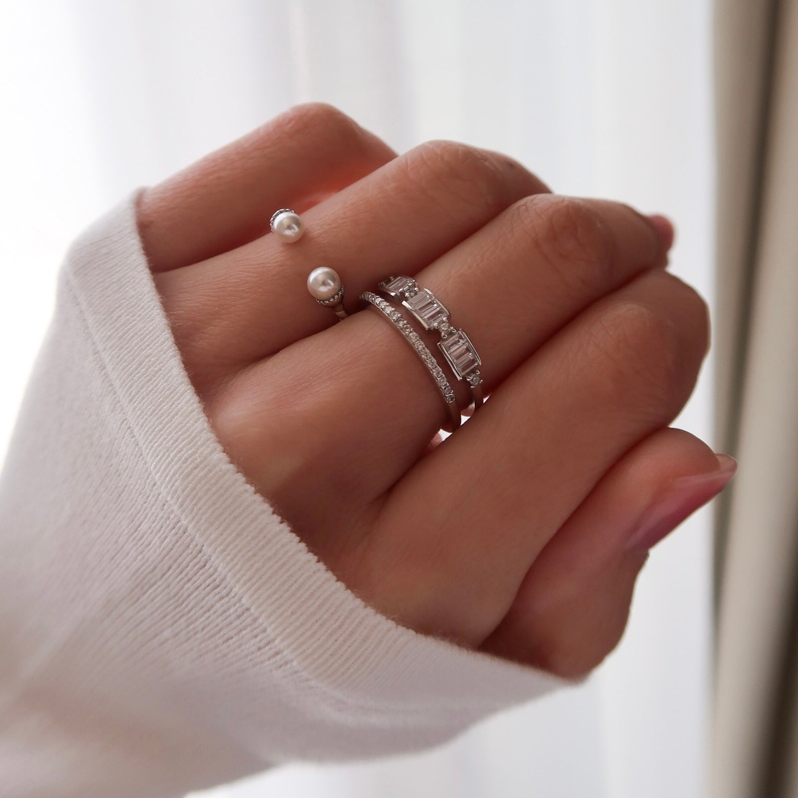 Inel statement din argint 925 cu zirconia — bijuterie elegantă, modernă și reglabilă, ideală pentru ținute sofisticate, marca Maison La Stéphanie.