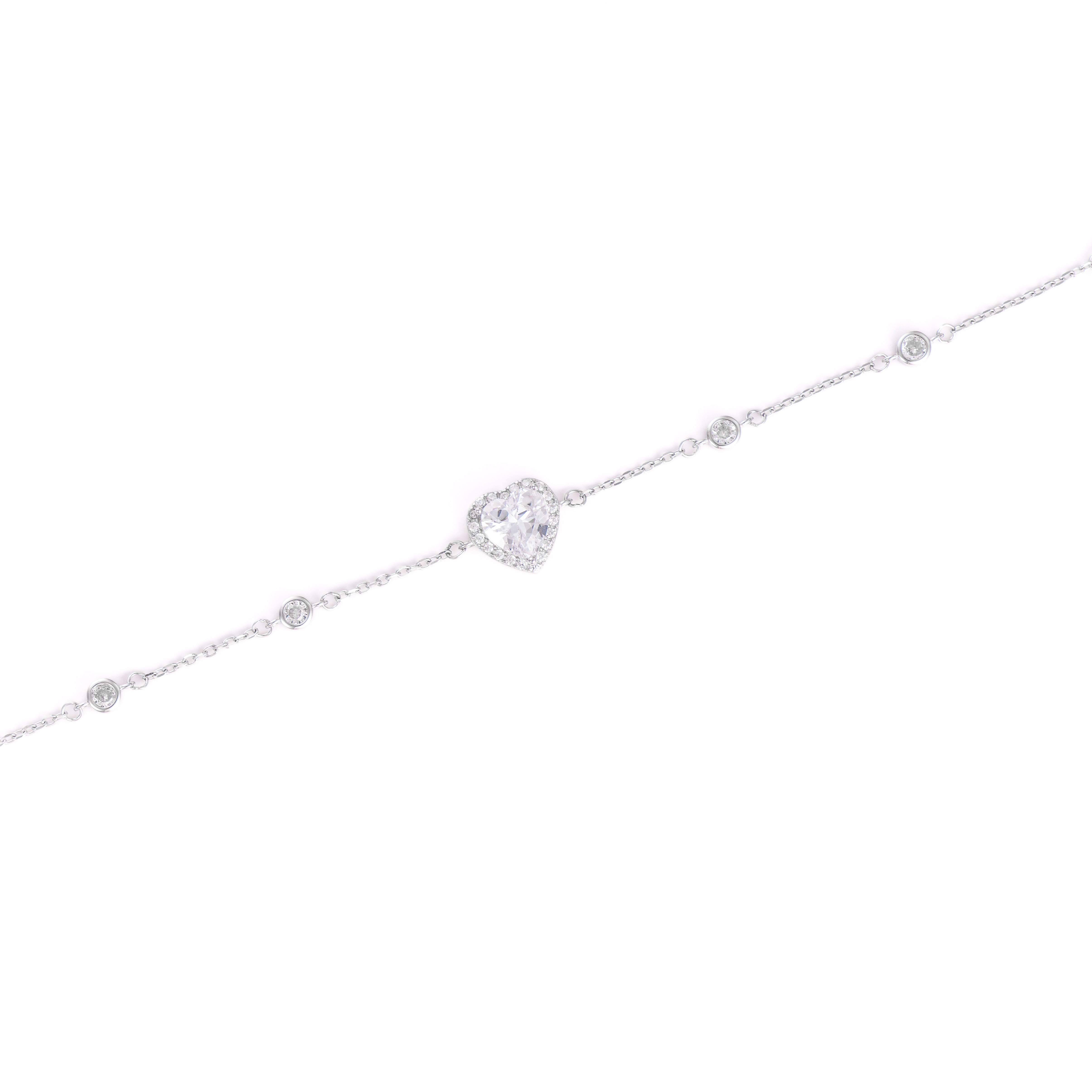 Brățară elegantă din argint 925 placat cu rodiu, cu inimă din zirconia strălucitoare — un cadou romantic și rafinat, semnat Maison La Stéphanie.