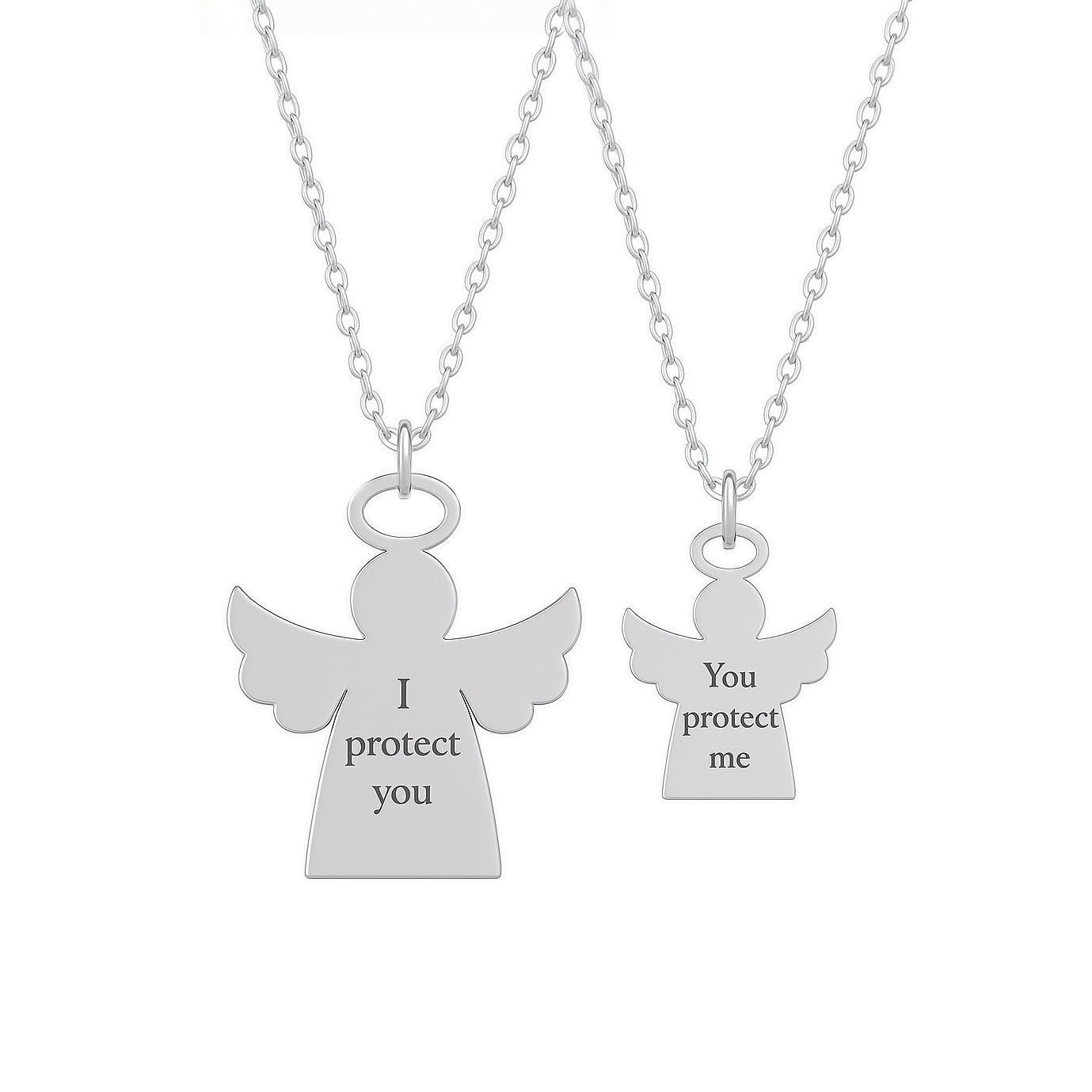 Set coliere ingerasi din argint 925 Maison La Stéphanie – mamă si fiica, cu gravura personalizabila
