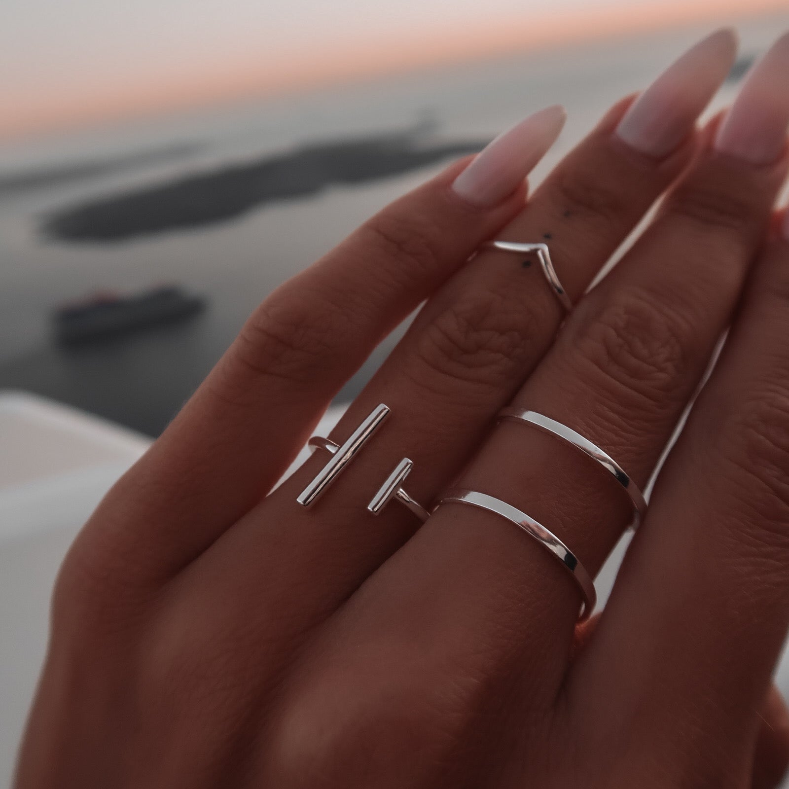 INEL ARGINT 925 DOUBLE BAR rings > silver ring > double bar ring > bar ring > gifts for her > gifts for girls > gifts for moms > gifts for best friend > birthday gift Maison la Stephanie   