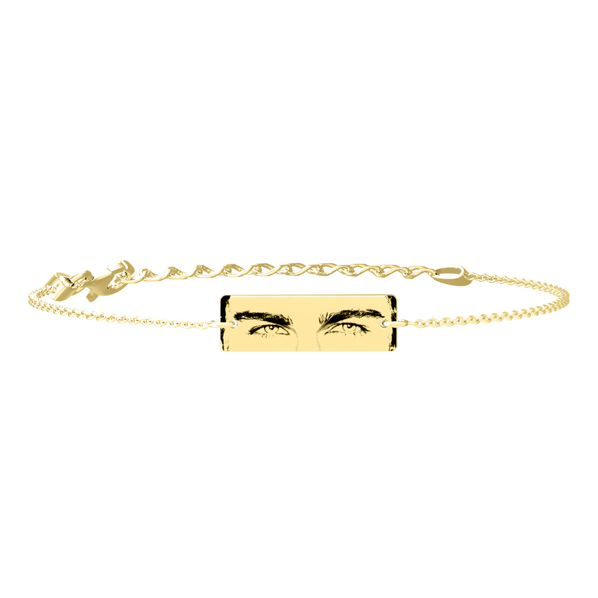 Eyes of love gold plated bracelet, bratara personalizata cu fotogravura ochi, argint placat cu aur