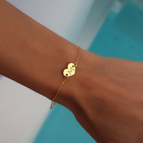 Engraved Bracelet with silver little heart pendant | Personalized gold-plated sterling silver bracelet