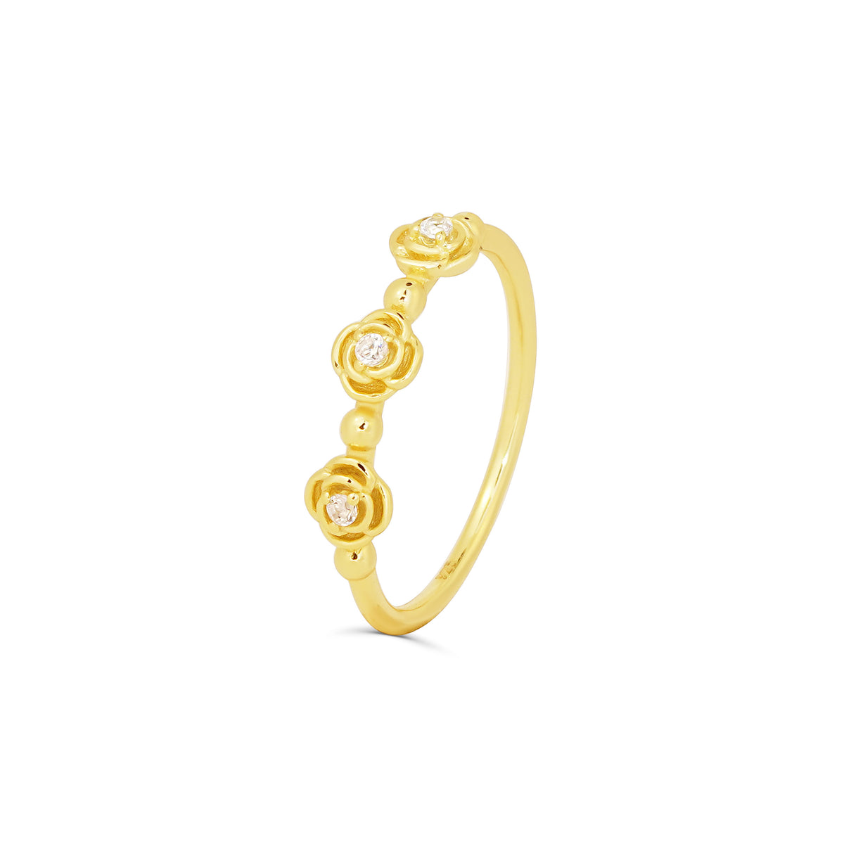 Floral Elegance Silver Ring, gold plated