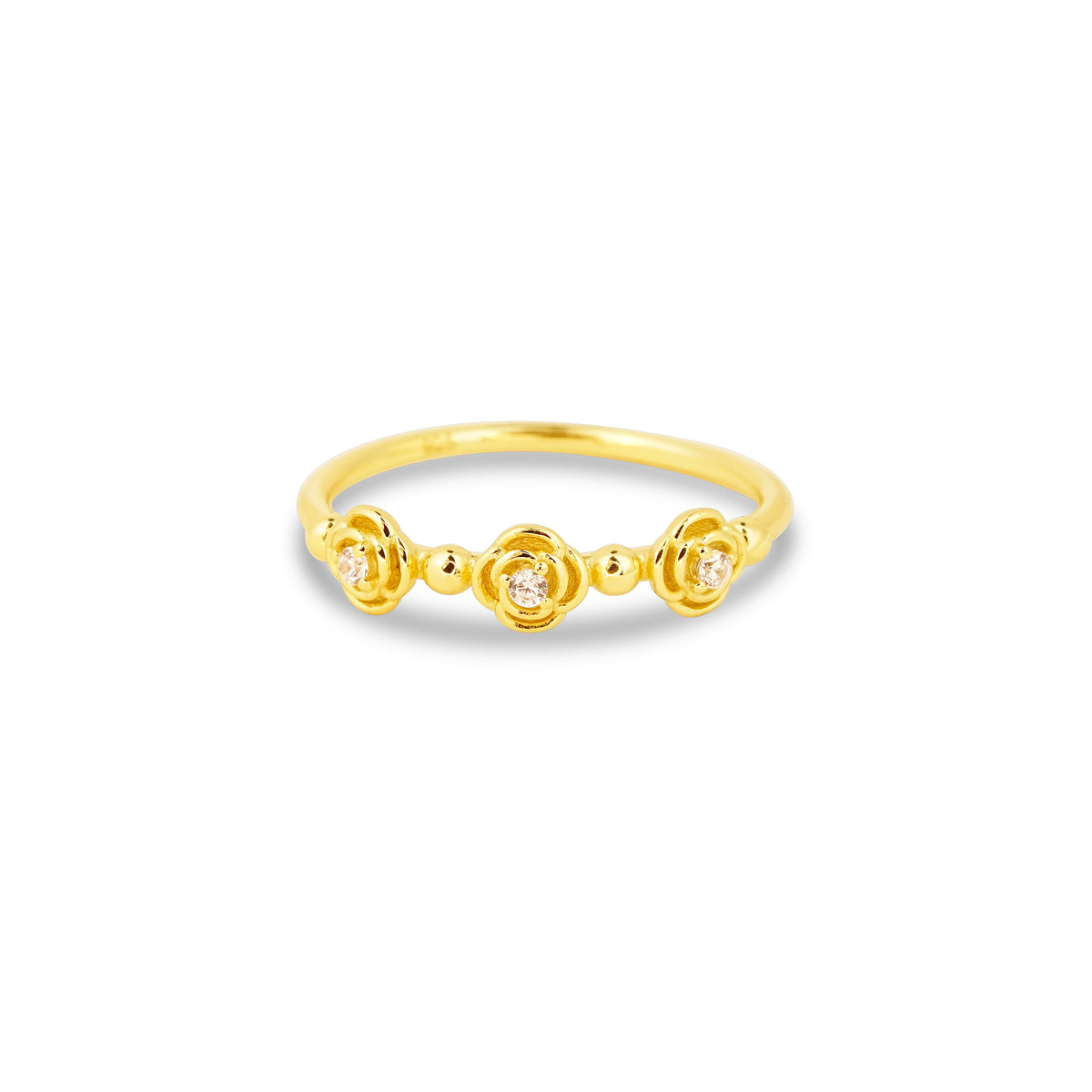 Floral Elegance Silver Ring, gold plated