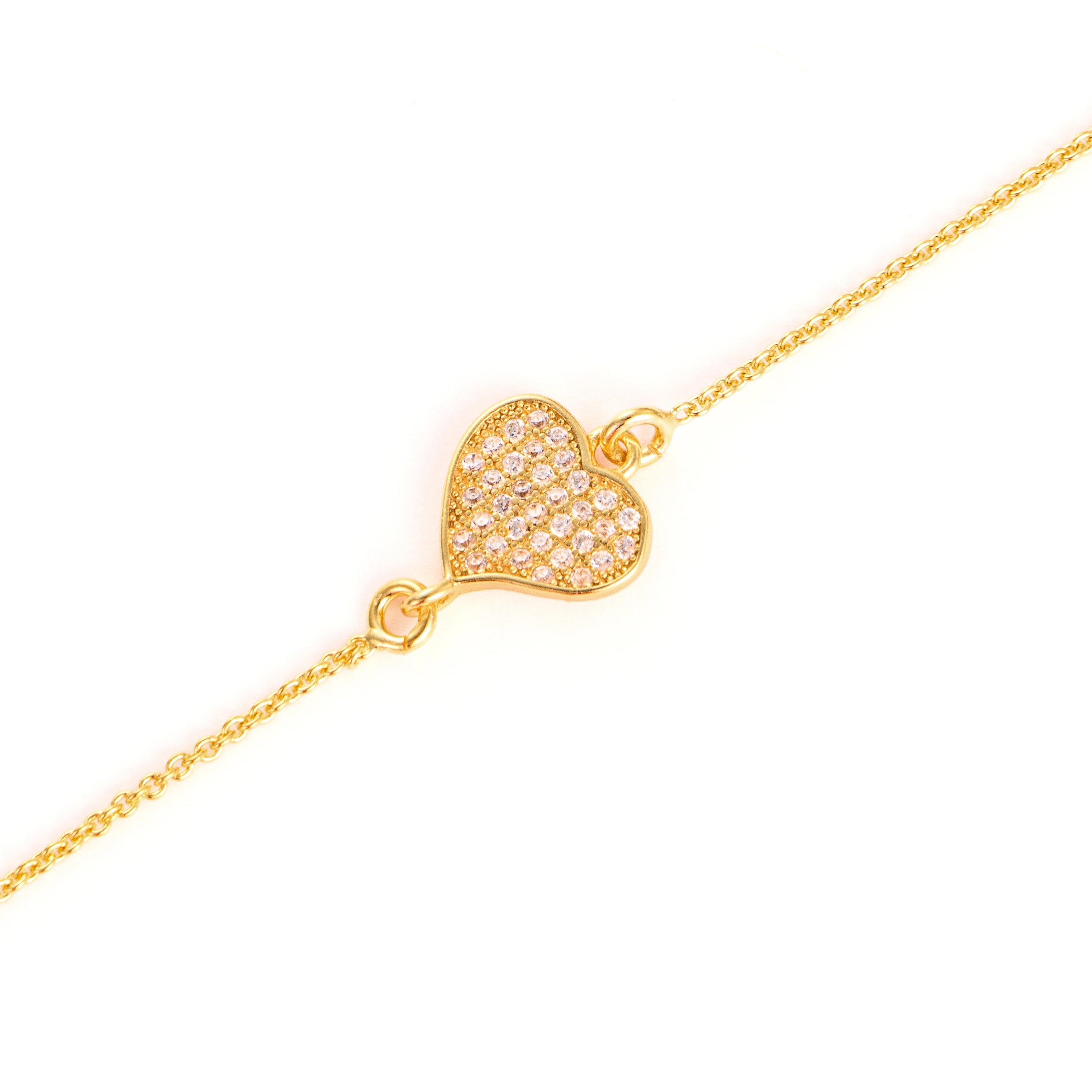Brățară inimă din argint 925 placat cu aur 18K și zirconii – bijuterie elegantă Maison La Stéphanie, ideală pentru cadouri de iubire și aniversări.