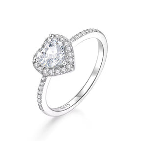 inel argint rodiat cu piatra inima si zirconii, model Diamond Heart brand maison stephanie