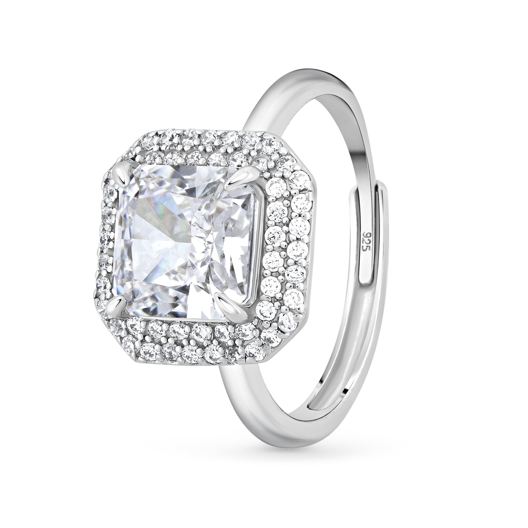 inel moissanit argint placat cu rodiu cadou sofisticat doamne