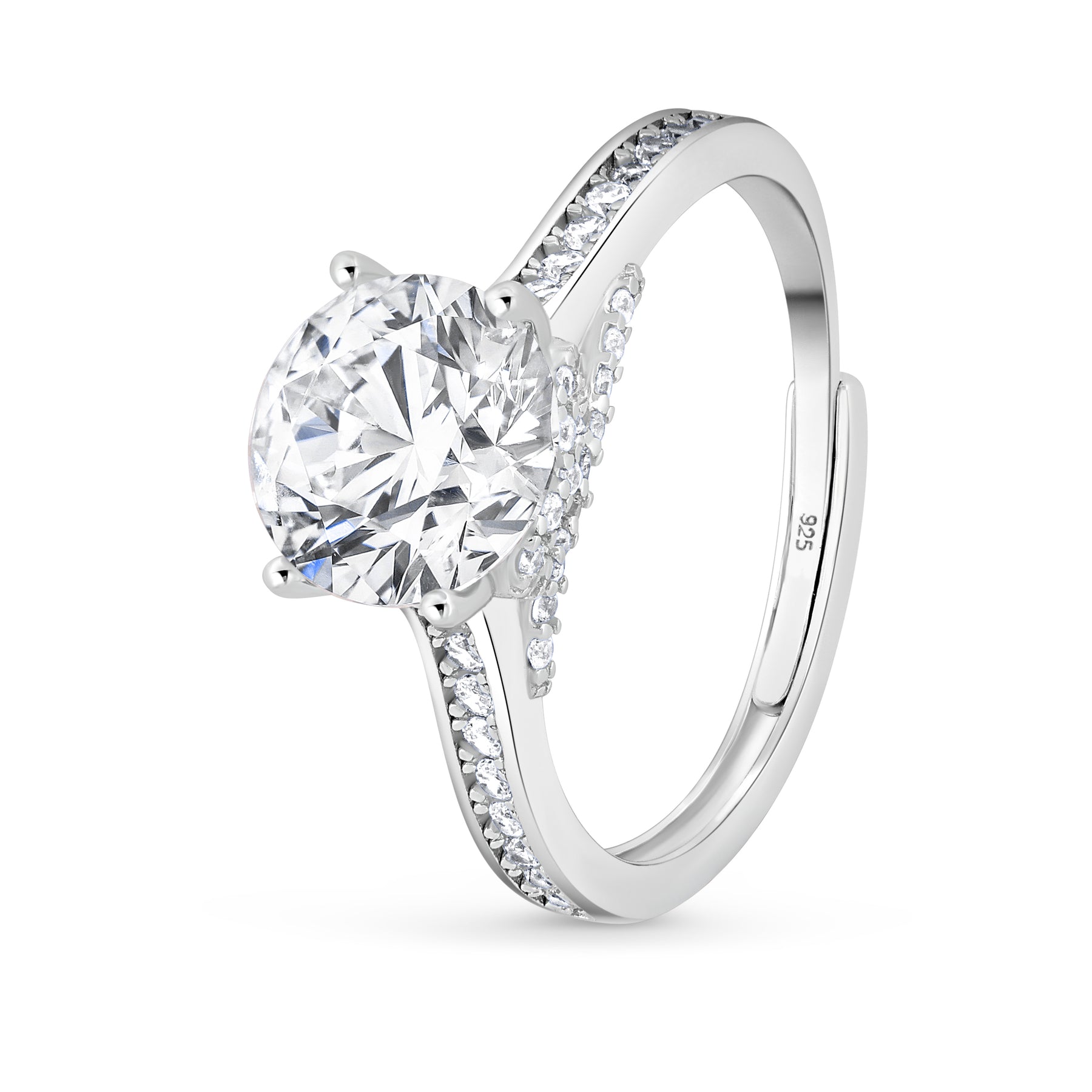 inel lumiere pavee moissanit 2 ct argint 925 placat rodiu cu pietre pe brat