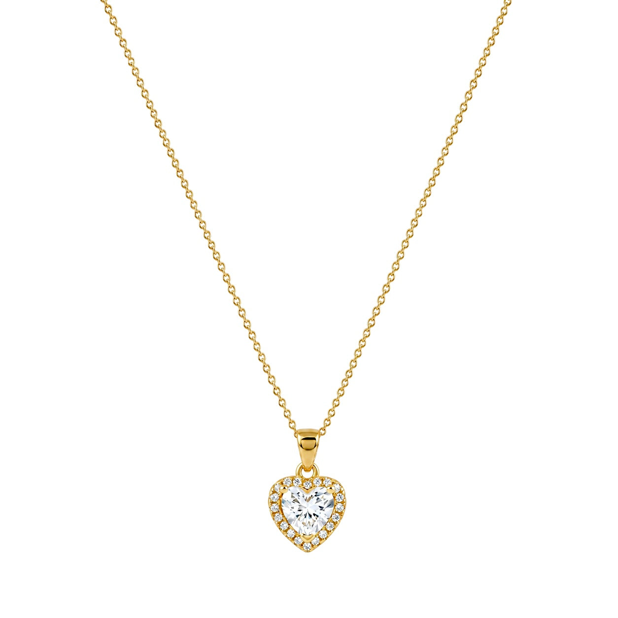 SILVER 925 DIAMOND HEART NECKLACE, gold plated