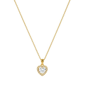SILVER 925 DIAMOND HEART NECKLACE, gold plated