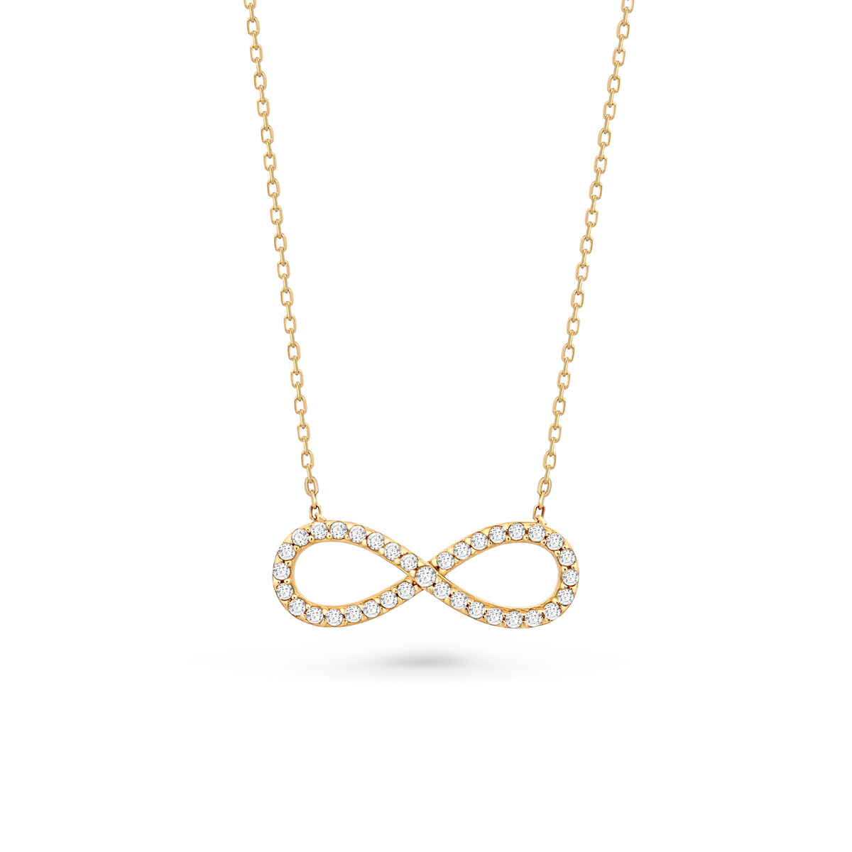 lant din aur galben 14K cu pandantiv simbol infinit, pe lant fin