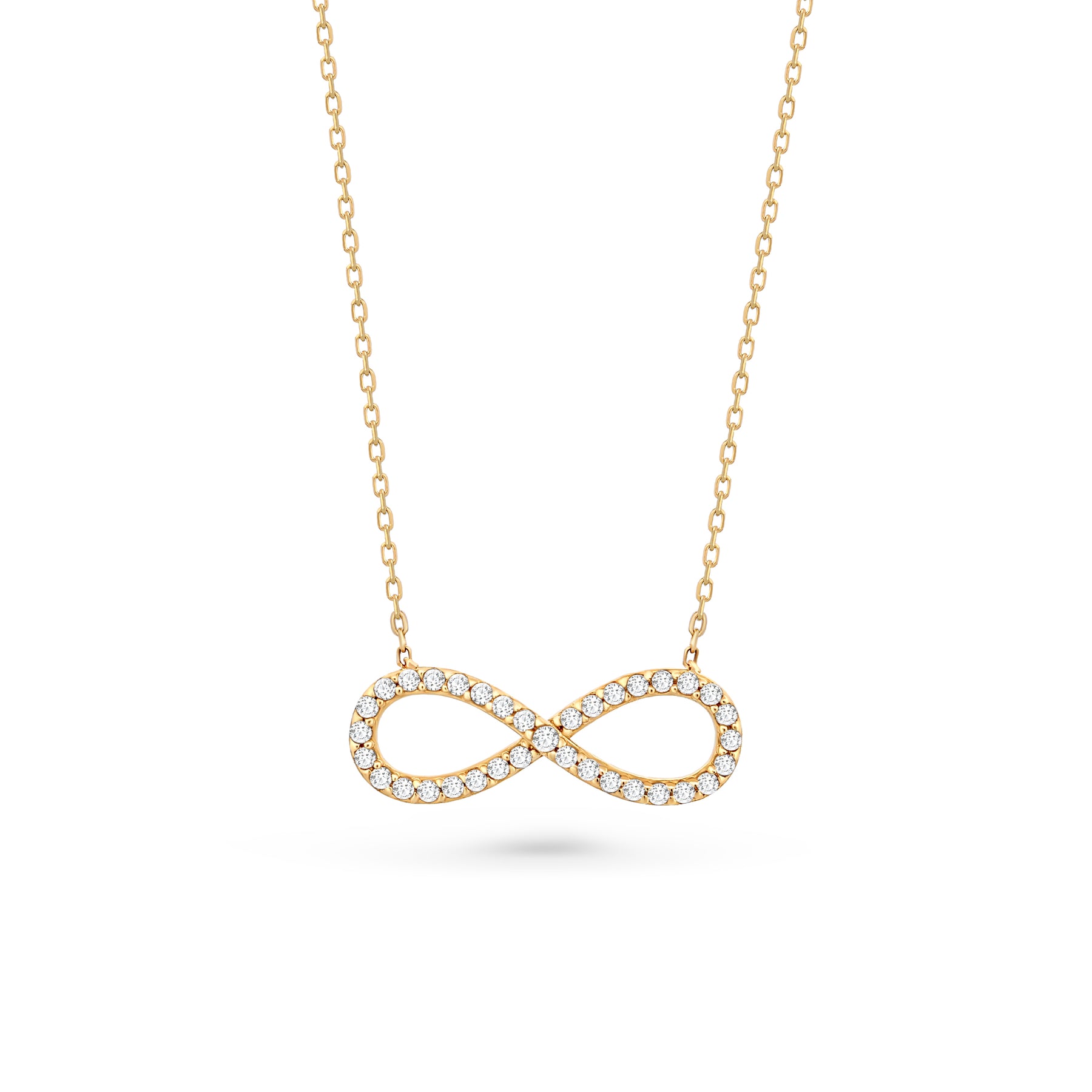 lant din aur galben 14K cu pandantiv simbol infinit, pe lant fin