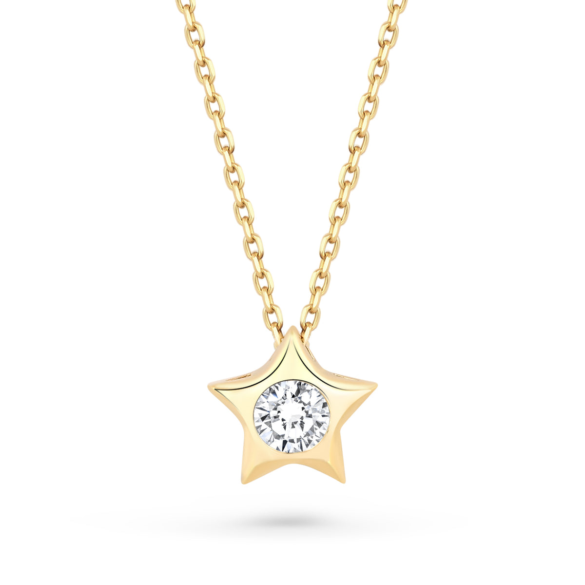 lant aur 14K cu steluta si piatra zirconiu