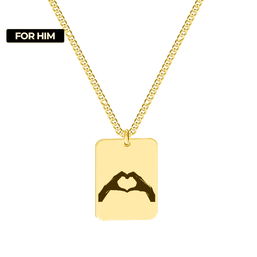 Lanț bărbați Hands of Love din argint 925 placat cu aur, simbol al iubirii și conexiunii.