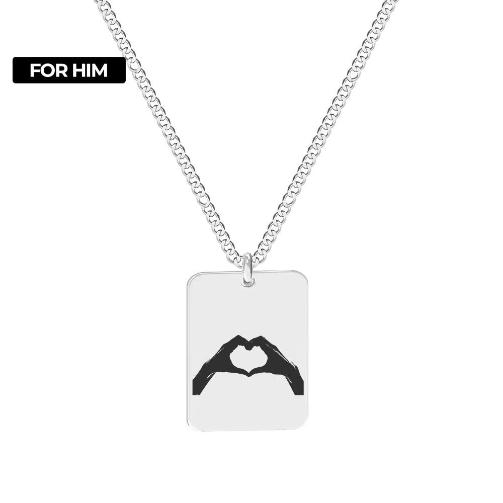 Lanț bărbați Hands of Love din argint 925, pandantiv simbol al iubirii.