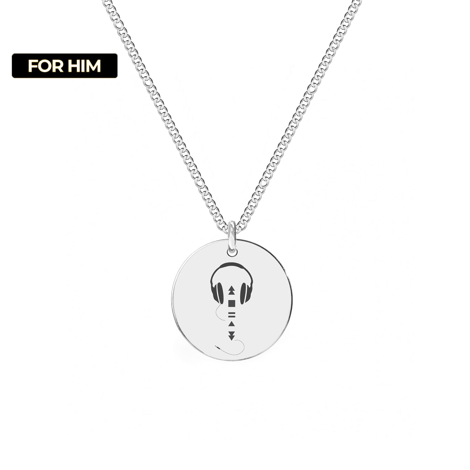 Lanț bărbătesc argint 925, pandantiv muzică, cadou pentru cei pasionați de muzică.