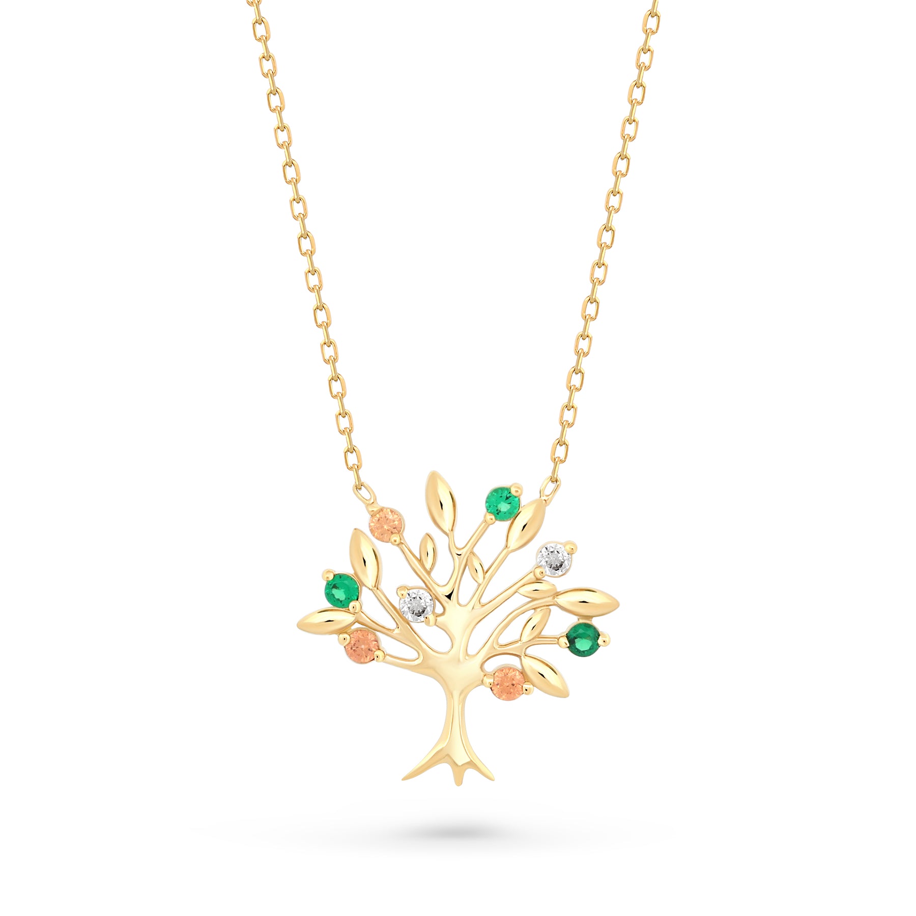 lant aur 14K copacul vietii cu zirconii colorate