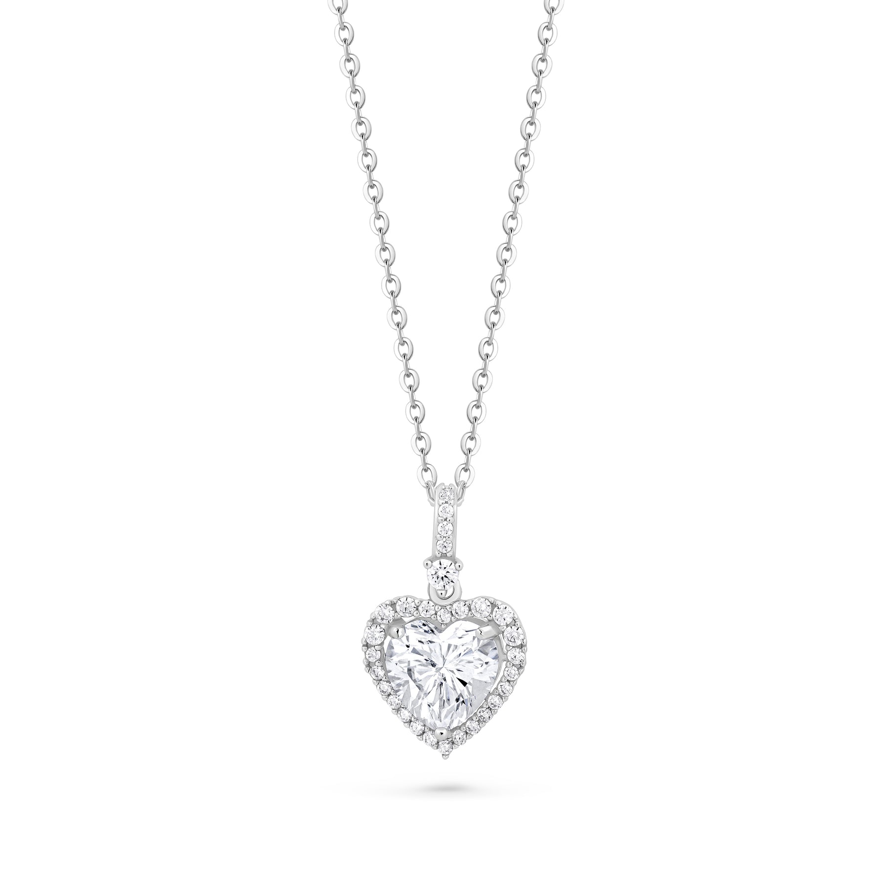 lantisor inima moissanit 2ct argint 925 placat cu rodiu