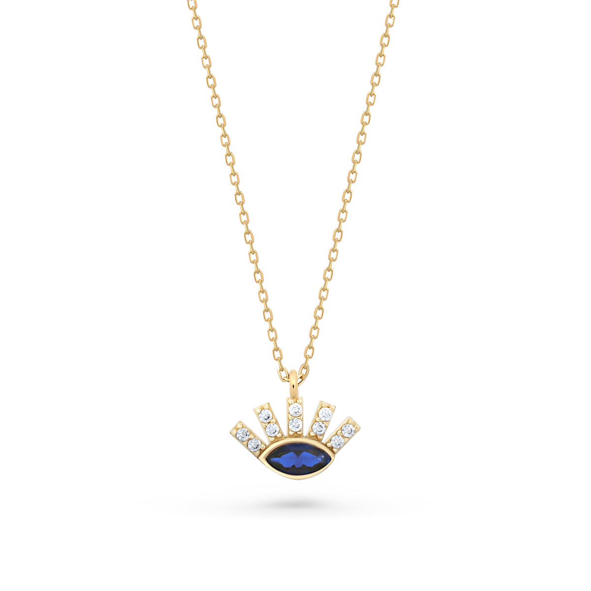 Lantisor Mystic Eye din aur de 14K, piatra albastra