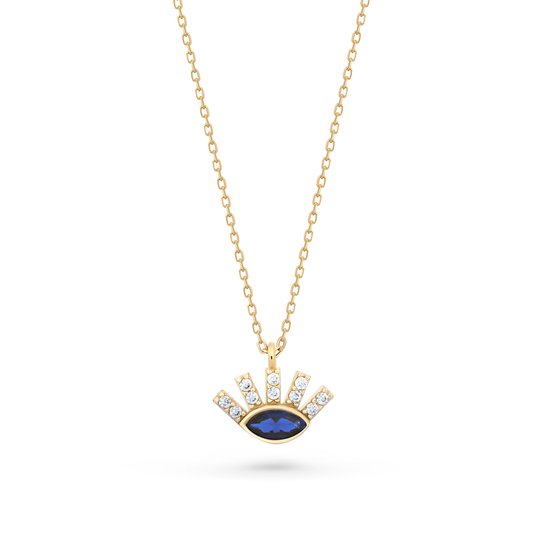 Mystic Eye necklace in 14K gold, blue stone