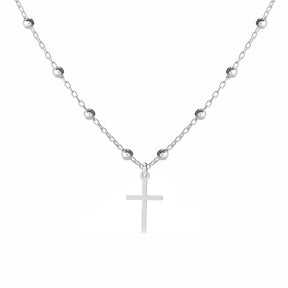 Lantisor cu bilute si cruciulita, argint 925