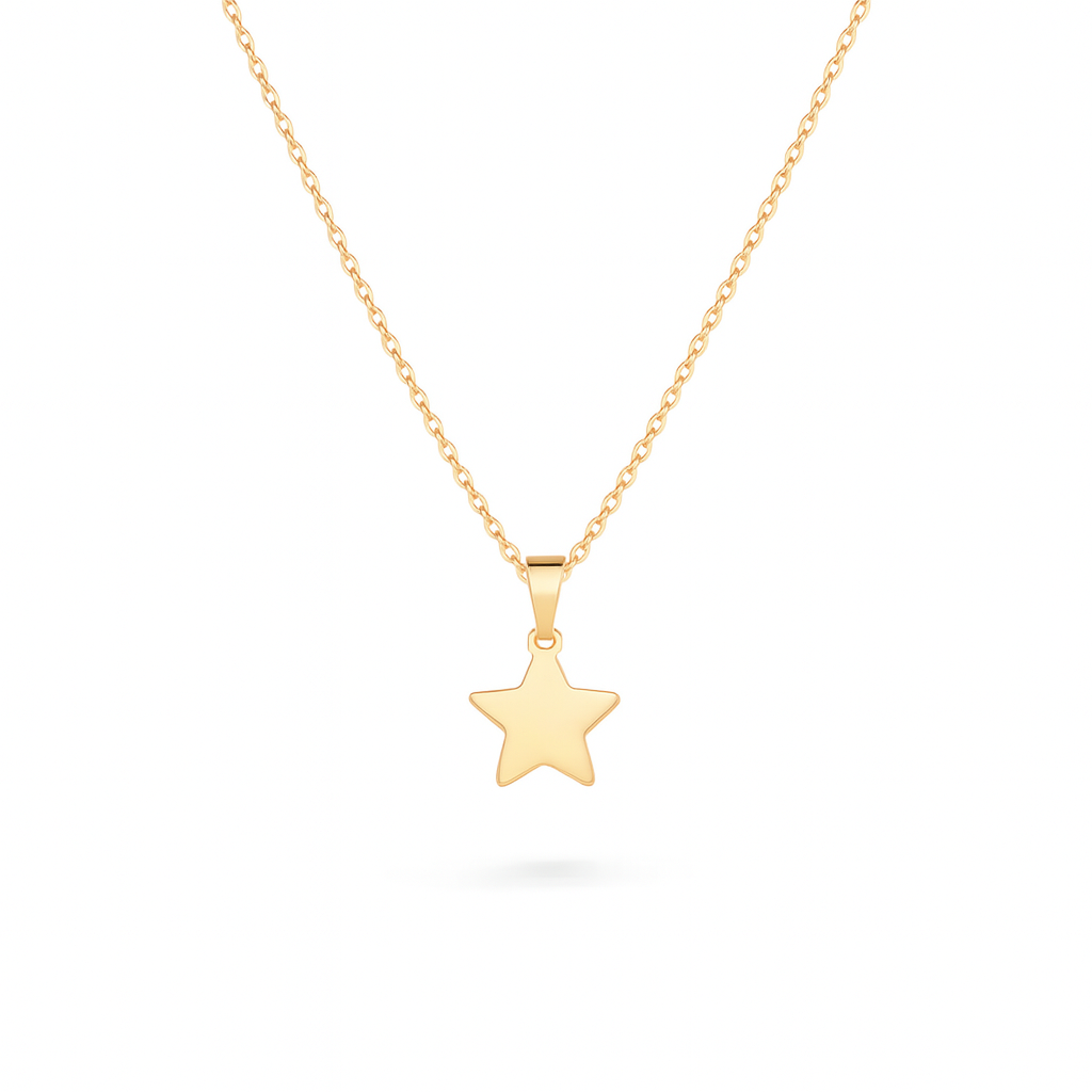 Colier din aur 8K cu pandantiv stea minimalistă pe lant fin de 45 cm