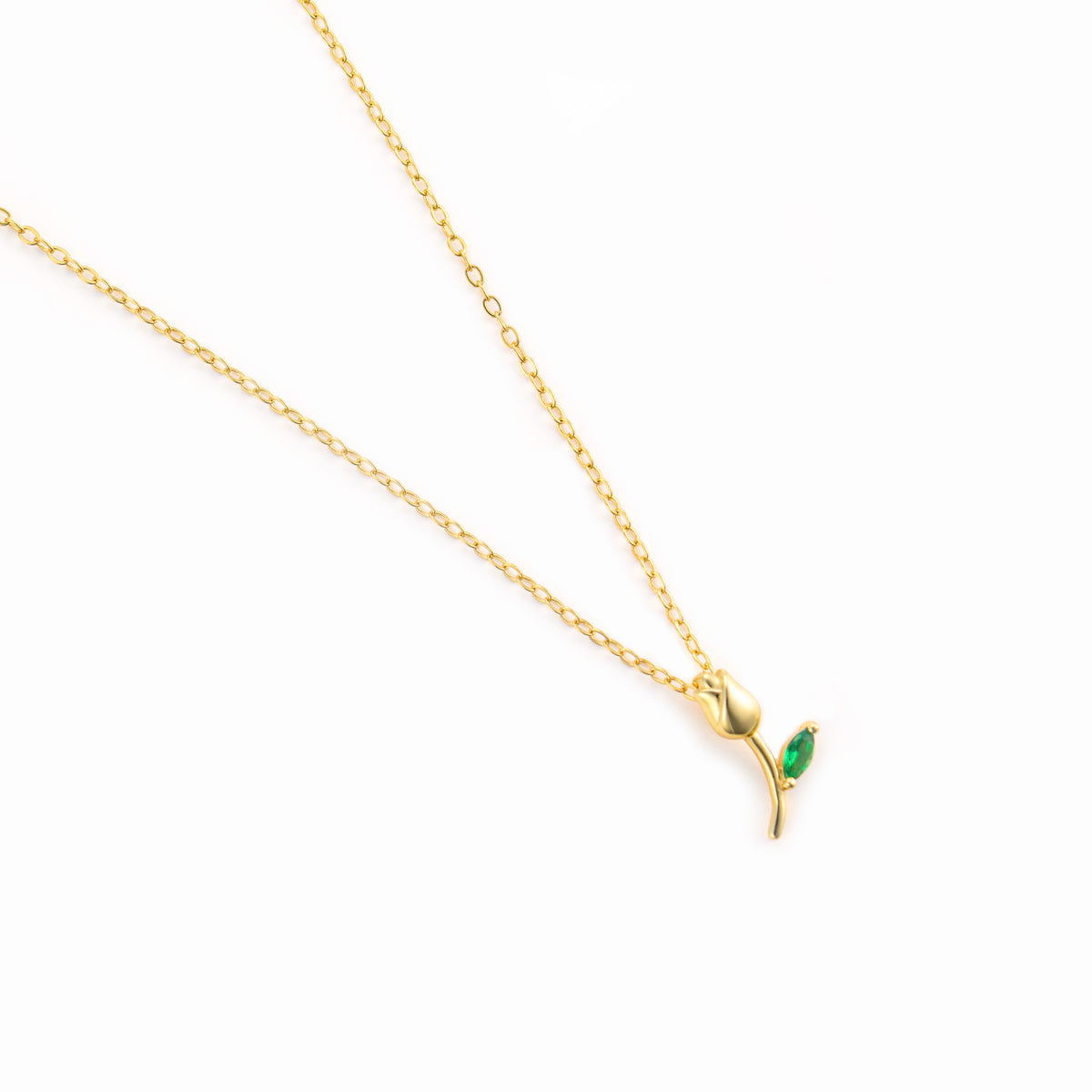 Petite Tulipe silver pendant necklace, gold plated