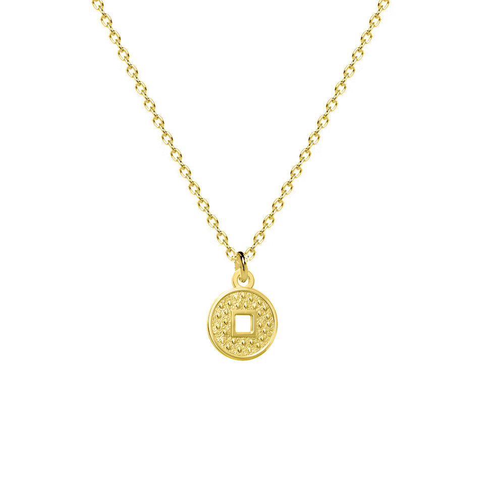Lucky coin silver pendant necklace, gold plated