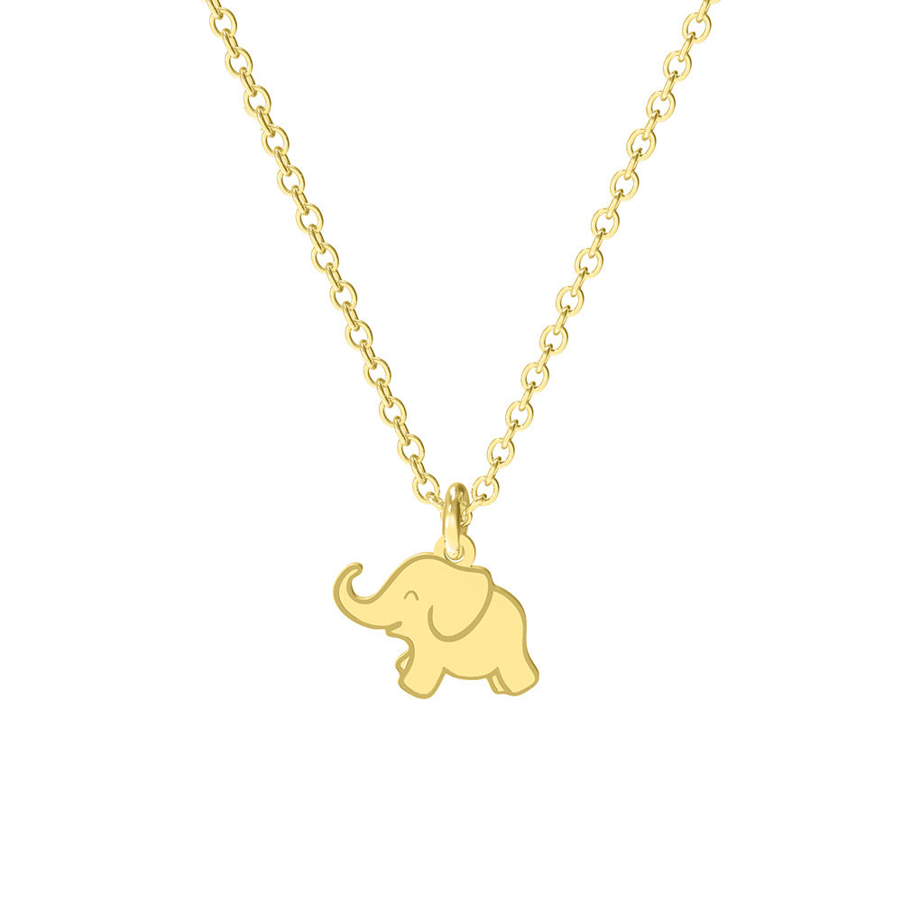 Lucky elephant silver necklace, gold plated