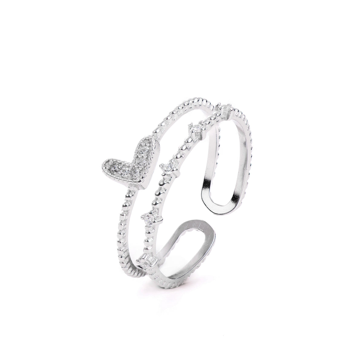 Mini Diamond Heart silver Ring