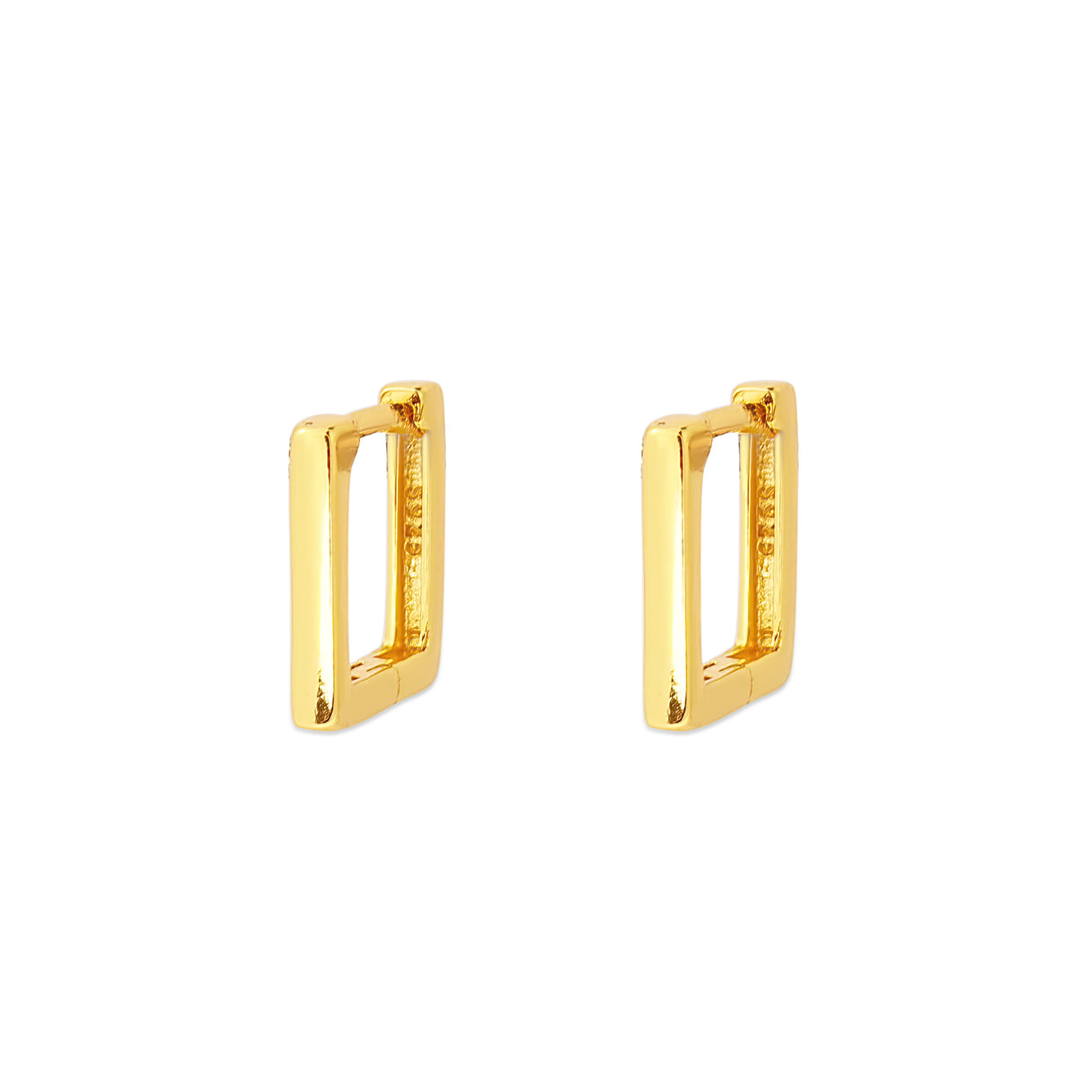 Minimal Square Silver Hoops, gold plated