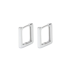 Minimal Square Silver Hoops