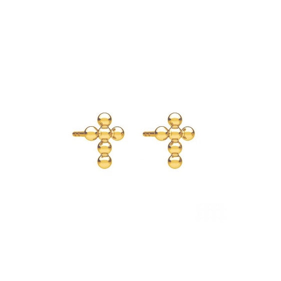 Minimalistic Cross gold plated earrings