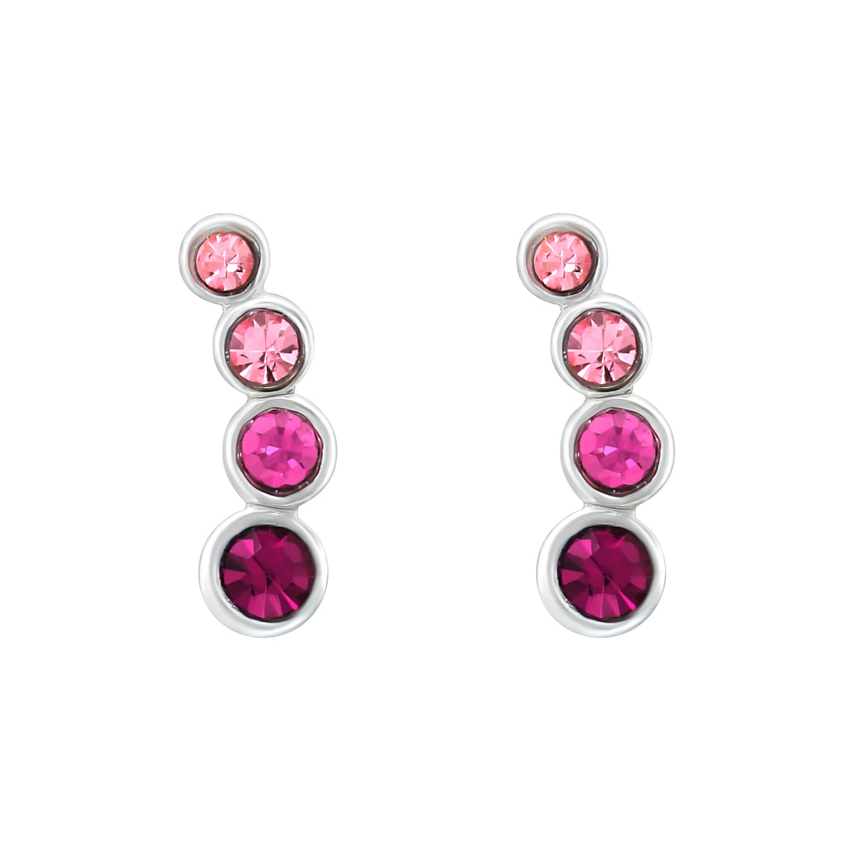 Pink Crystals Silver Earrings