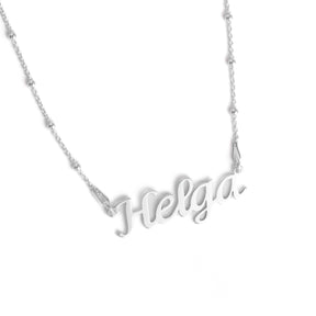 Signature Beads Necklace  - Personalized Silver Name Necklace