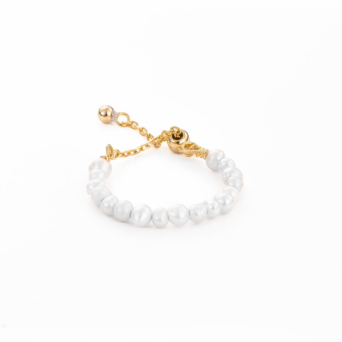 Tiny Pearls adjustable gold plated silver ring